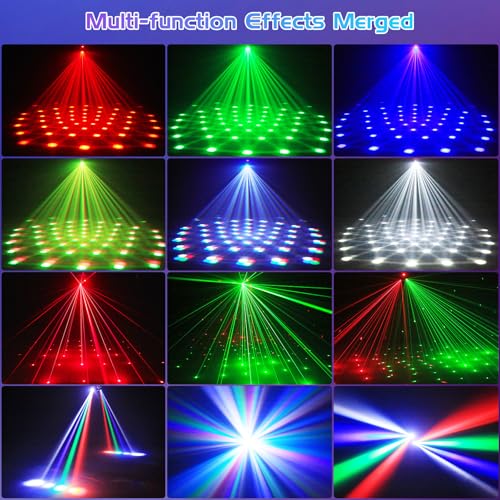 Two-Armed Moving Head Lights with RGBW 4-in-1 Stage Lighting Effect and Starry Effect Controlled by Remote,DMX512,AUTO,Sound-Activated and Master-Slave in DJ Party Concert Church Wedding Theater