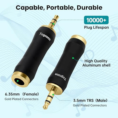 1/8 Inch to 1/4 Inch Adapter 4 Pack, 3.5mm TRS Stereo Male to 6.35mm Quarter Inch Female Jack Plug Gold-Plated Pure Copper Audio Converter Connector Premium Quality Series - color: 3.5mm(TRS) Male to 6.35mm Female, size: 4 Pack