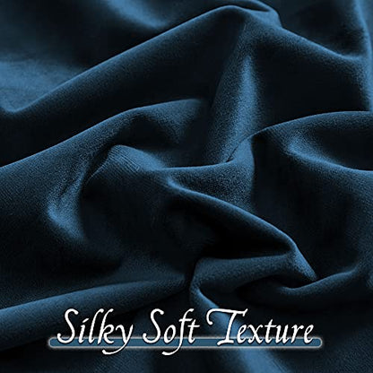 RYB HOME Navy Blue Velvet Curtains 63 inch Length 2 Panel Set, Room Darkening Window Curtains & Drapes with Rustproof Grommets Noise Reducing Opaque Velvet Drapes for Living Room, W52 x L63 inch - color: Navy Blue, size: 52"W x 63"L (Pack of 2)