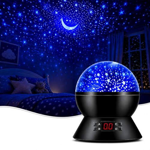 Kids Star Projector Night Light, Star Night Light Projector for Kids, Ceiling Stars Projection Lamp with Timer, 360° Rotating Night Light for Bedroom, Birthday Gift for 3 4 5 Year Old Girls Boys Black - color: Black