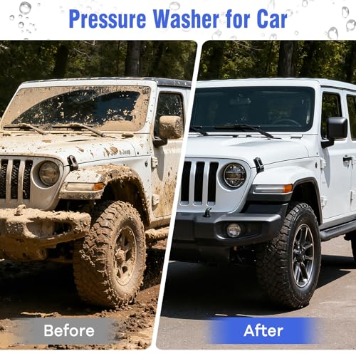 Pressure Washer, Power Washer with 4 Quick Connect Nozzles 1 Foam Cannon, High Pressure Cleaning Machine for Cars/Fences/Driveways/Patios/Farms/Home Cleaning(Light Blue) - color: Light Blue