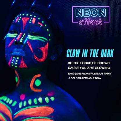 Bowitzki 30g Professional Face Paint Body Paint Water Based Face painting Makeup Safe for Kids and Adults Split Cake Single Color (Neon White) - color: Neon White