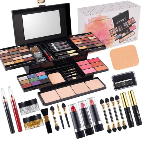 58 colors Professional Makeup Kit for Women, All In One Full Makeup Gift Set for Women Girls Beginner with Eye Shadow Blush, Lipstick, Compact Powder, Mascara, Eyeliner, Lip Liner, Eyebrow Pencil, - color: 331Y