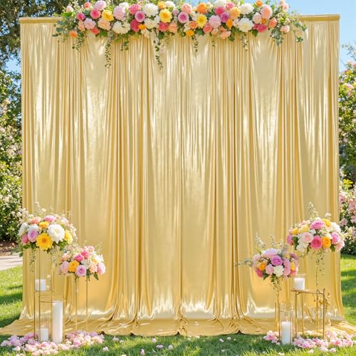 50x12ft Glitter Gold Backdrop Curtains, Sequin Curtains Wrinkle Free Polyester Drapes, Shimmer Back Drop Curtains for Parties Banquet Wedding Birthday Photography Background, 10 Panels 5x12ft - color: Gold, size: 5FT x 12FT(10 panels)