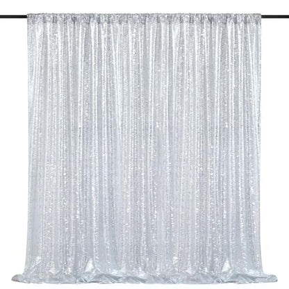 8ft x 8ft Silver Sequin Backdrop CurtainBackdrop for Wedding Birthday - color: Silver, size: 8ft x 8ft