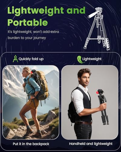 CAMBOFOTO 74"-Camera-Tripod, Porfessional Aluminum Heavy Duty Tripod Stand for Mirrorless Camera/DSLR/Cell Phone/Camcorder, with Holder and Travel Bag | Heavy‐Duty Tripod Stand for DSLR & Mirrorless Cameras/Smartphones/GoPro, with 360° Pan Head/Phone Moun