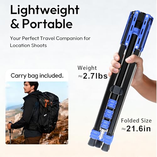 Light Stand Photography, 6.5ft/200cm Removable Center Column Tripod Stand | 2-in-1 Portable Aluminum Tripod Light Stand with Storage Bag & Sandbag, for Video Lighting, Flash, Strobe, Softbox - color: Sapphire Blue