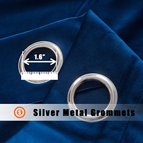 Midnight Blue Velvet Curtains Elegant Window Drapes for Living Room 84 Inch Long Light Dimming Room Panels Privacy Grommet Bedroom Sliding Door Backdrops Wedding, Set of 2 (Midnight Blue) - color: Midnight Blue