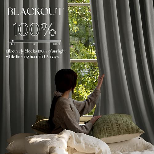Manyshofu Dark Grey Velvet Curtains, 2 Panels Blackout 52x84 | Luxurious Velvet Feel, Thermal Insulated Noise Reducing, Dual Back Tab And Rod Pocket Hanging, Machine Wash Fade-Resistant - color: Grey, size: 52"W x 84"L (Pack of 2)