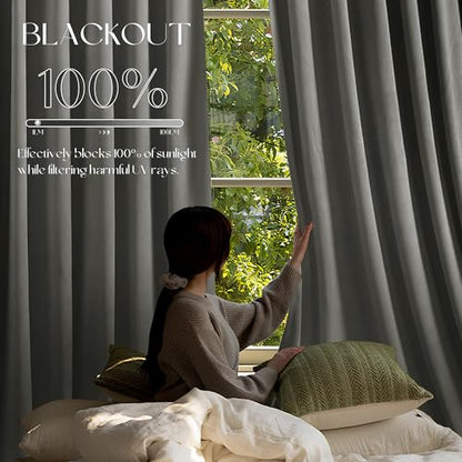 Manyshofu Dark Grey Velvet Curtains, 2 Panels Blackout 52x96 | Luxurious Velvet Feel, Thermal Insulated Noise Reducing, Dual Back Tab And Rod Pocket Hanging, Machine Wash Fade-Resistant - color: Grey, size: 52"W x 96"L (Pack of 2)