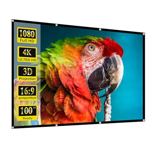 Projector Screen, 100 inch Movie Projector Screen16:9 Foldable Portable Projector Screens for Home Theater, Outdoor, Indoor Party, Office, Weding - size: 100-inch