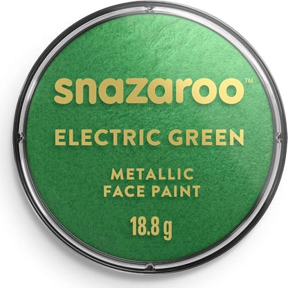 Snazaroo Metallic Face and Body Paint, 18.8g Pot, Electric Green | Non-Toxic Hypoallergenic, Safe, Washable, Face & Body Paint for Halloween, Cosplay Costumes, Dress Up, Parties and Festivals - color: Electric Green, style: 18.8g (0.66-oz) Pot