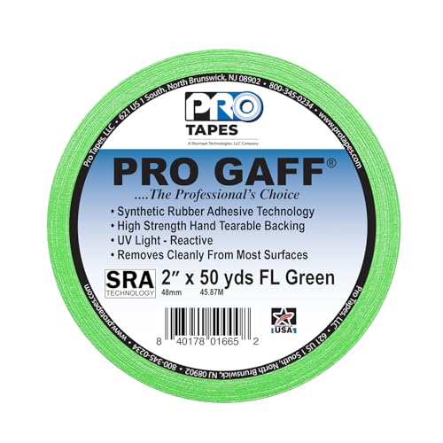 2" Width ProTapes Pro Gaff Premium Matte Cloth Gaffer's Tape With Rubber Adhesive, 50 yds Length x, Fluorescent Green (Pack of 1) - size: 2" x 50 yds (Pack of 1), style: Boom microphone stand with a telescoping boom arm