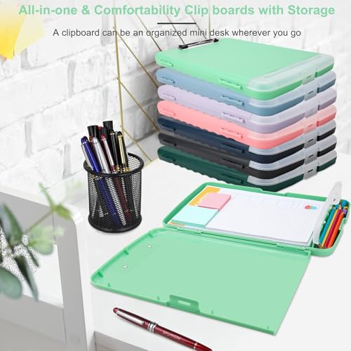 Clipboard with Storage, A4 Binder Nursing Clipboards with Pen Holder, Heavy Duty Storage Clipboards with Low Profile Clip, Clipboard Folder Side-Opening, Smooth Writing Clip Board (Light Green) - color: Light Green