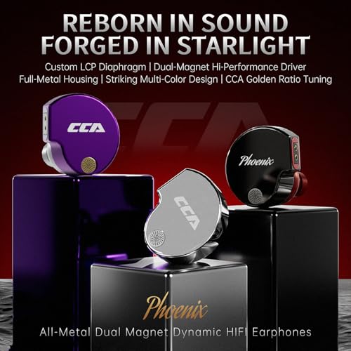 CCA Phoenix in-Ear Monitor Headphones, Dual-Magnet Dynamic Driver IEM with HiFi Clear Sound & Deep Bass, Full-Metal Professional Gaming Earbuds for Musicians, Singers - color: Purple, style: Without Mic,3.5mm