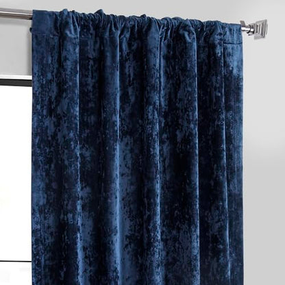 HPD Half Price Drapes Lush Crush Velvet Curtains - Room Darkening Curtain 84 Inches Long for Bedroom & Living Room, Luxury Look, Rod Pocket Design, (1 Panel), 50W x 84L, Sapphire Blue - color: Sapphire Blue, size: 50"W x 84"L (Pack of 1)