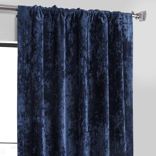 HPD Half Price Drapes Lush Crush Velvet Curtains - Room Darkening Curtain 96 Inches Long for Bedroom & Living Room, Luxury Look, Rod Pocket Design, (1 Panel), 50W x 96L, Sapphire Blue - color: Sapphire Blue, size: 50"W x 96"L (Pack of 1)