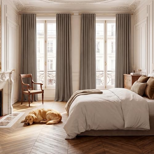 StangH Taupe Velvet Room Darkening Panels Privacy Protect, W42 x L90, 2 Pcs - color: Beige Series - Taupe, size: 42"W x 90"L (Pack of 2)