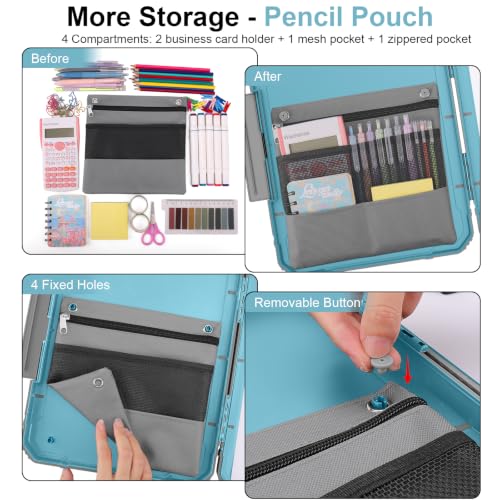 Clipboard, Clipboard with Storage, Heavy Duty Clip Boards 8.5x11, Protective Over Molded Edge, Plastic Clipboards, Contractor Folder with Internal Pen Pouch for Driver (Light Blue) - color: Light Blue