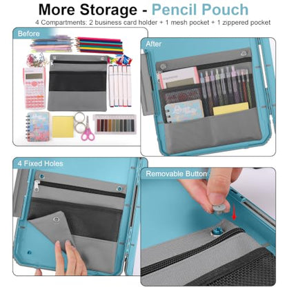 Clipboard, Clipboard with Storage, Heavy Duty Clip Boards 8.5x11, Protective Over Molded Edge, Plastic Clipboards, Contractor Folder with Internal Pen Pouch for Driver (Light Blue) - color: Light Blue