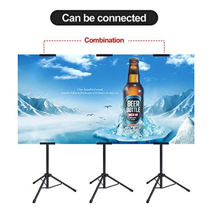 AKTOP Heavy Duty Tripod Banner Stand, Adjustable Poster Stand for Display | Double-Sided Floor Sign Holder Fits Banners Up to 79.9 in, Wind-Resistant Metal Alloy, Adjustable Height, For Stores & Events