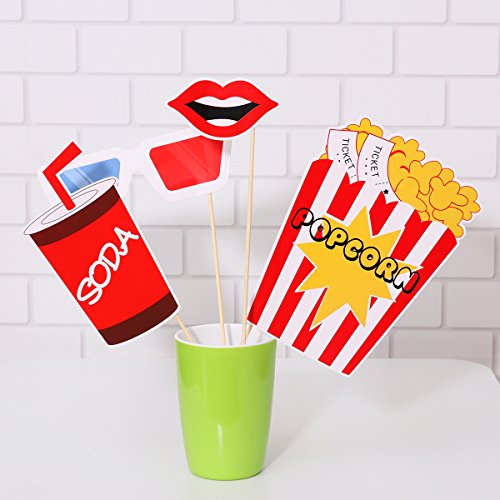 BESTOYARD Movie Night Photo Booth Props 21-Piece Kit – Cardboard Cutouts for Birthday, Prom & Themed Parties, Funny Props for Kids & Adults