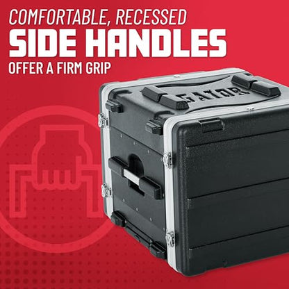 Gator Cases Lightweight Rolling 8U Rack Case with Heavy Duty Latches, Retractable Tow Handle, and Recessed Wheels, Standard 19.25" depth (GRR-8L) | Travel Friendly Mobility with Wheels & Pull Handle Lightweight Case & Field Replaceable Steel Rails - size: