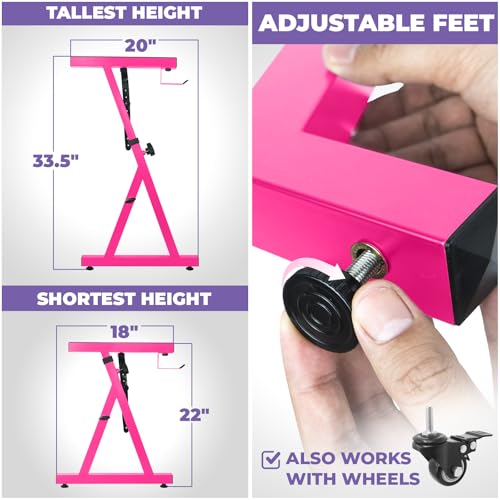 Liquid Stands Piano Keyboard Stand - Z Style Adjustable and Portable Heavy Duty Music Stand for Kids and Adults -Fits 54-88 Key Electric Pianos - Sturdy Musical Keyboard Stand (Pink) - color: Pink