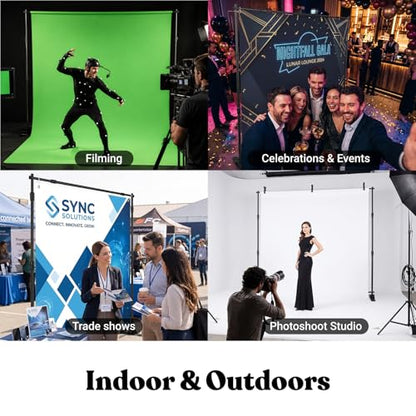 Photo Backdrop Stand - 8x8 ft Heavy Duty Banner Holder Adjustable Photography Poster Stand - Height Up to 8x8 ft for Trade Show, Photo Booth, Parties, Wedding, Birthday, Photoshoot Background