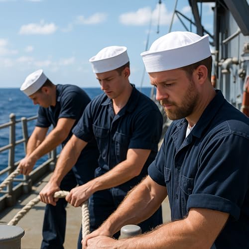 White Sailor Hat men, Captains Hat for Men, Navy Captain Hats, Costume Sailor Cap Yacht Sailors Ship Caps for Women Dressing Up Party Adults Nautical Costume, 21 Inch