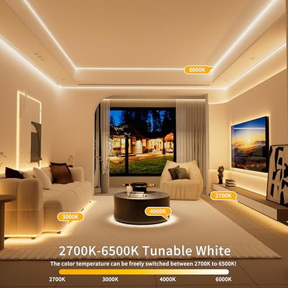 PAUTIX 5V USB COB LED Strip Lights with RF Remote,Dotless LED Lights 2700K-6500K CCT Tunable White Dimmable 6.56ft TV Backlight,Flexible Under Cabinet Tape Light for Bedroom,Kitchen,Shelf DIY Lighting - size: 6.56ft(5V USB)
