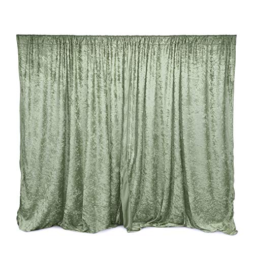 AK TRADING CO. 10 feet x 10 feet Panne Velvet Event Backdrop Drapes Curtains Panels with Rod Pockets - Wedding Ceremony Party Home Window Decorations - Sage Green - color: Sage Green