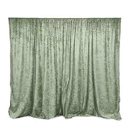 AK TRADING CO. 10 feet x 10 feet Panne Velvet Event Backdrop Drapes Curtains Panels with Rod Pockets - Wedding Ceremony Party Home Window Decorations - Sage Green - color: Sage Green