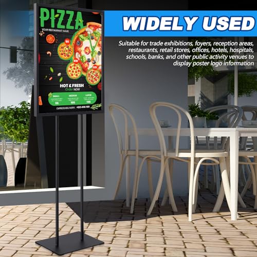 2 Pcs 22" x 28" Twin Pole Bulletin Sign Holder Floor Stand Heavy Duty Floor Standing Poster Display Stand Black Display Poster Holder with Rectangular Base for Outdoor Indoor Store Business - size: 22 x 28 Inch