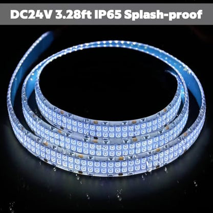 24V Splash-Proof 365nm LED Strip, Strong UV Light Dual Row 480 LEDs 2835 SMD 1m 3.28ft, Flexible Cuttable Dimmable 22W High Power Blacklight LED Tape for Resin and Pet Urine Detection (365nm, IP65) - size: IP65 Splash-Proof