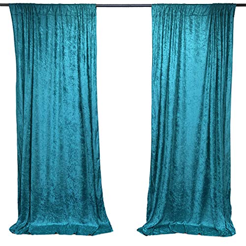AK TRADING CO. 10 feet x 10 feet Lush Velvet Backdrop Drapes Curtains Panels with Rod Pockets - Wedding Ceremony Party Home Window Decorations - Teal - color: Teal