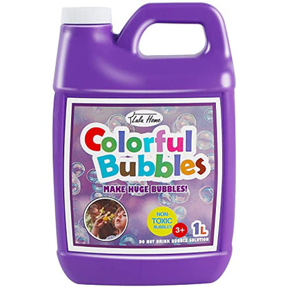 Lulu Home Concentrated Bubble Solution, 1 L/ 33.8 OZ Refill | For Bubble Machines, Giant Wands, and Blowers, Up to 2.5 Gallons, For Kids' Birthday Parties - color: Purple