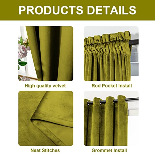 Grommet Window Curtains Drapes Blackout Drape Panels Lights Blackout Window Treatment Curtain Sets 2 Panels 52Wx84L Inch Olive Green - color: Olive Green, size: 84"W x 52"L (Pack of 2)