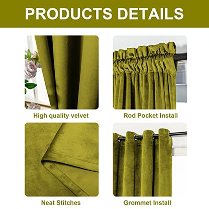 Grommet Window Curtains Drapes Blackout Drape Panels Lights Blackout Window Treatment Curtain Sets 2 Panels 52Wx84L Inch Olive Green - color: Olive Green, size: 84"W x 52"L (Pack of 2)