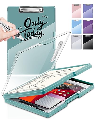 Clipboard with Storage, Nurse Dry Erase Clip Board, 8.5x11, Turquoise | Dual Compartments, Clearview Dry Erase Panel, High Capacity Storage, Heavy Duty, Pen Holder, Side Opening, School/Office Use - color: Turquoise