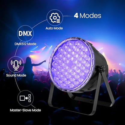 Big Dipper LED Stage Lights Par Lights 54X3W RGB 3in1 Bright Lighting with Master-Slave DMX 512 Sound Activated Spotlights Uplights Remote Control for Event Concert Club Church 2 Pack