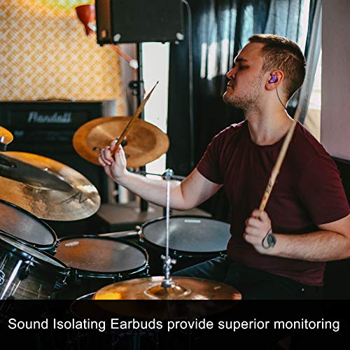 BASN Bsinger BC100 in Ear Monitor Headphone with Dual Drivers, Clear Purple | Noise Isolation Dynamic Drivers IEM Earphone with Detachable MMCX Cable for Singer Musician Drummer,Secure Fit Gaming Earbud - color: Purple