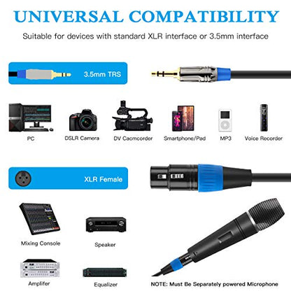 JOLGOO XLR Female to 3.5mm Cable, Unbalanced XLR Female to 1/8" Stereo Plug Microphone Cable, 3.5mm to XLR Cable for iPhone, iPod, Computer, Video Camera, and More, 6.6 Feet - size: 6.6 Feet, style: XLR Female to 3.5mm
