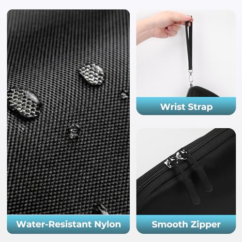 FYY Travel Cable Organizer - 8 Compartments, Lightweight, Water Repellent - color: Black, size: (L) 9.6"× 5.5"× 3.7"