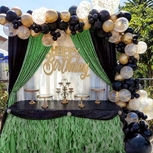 Green Sequin Backdrop Curtains 2 Panels 2FTx8FT Christmas Party Backdrop | Glitter Birthday Bridal Wedding Curtains Sparkle Photo Backdrop, Sparkly 3MM sequins with 4 inch rod pockets - color: Dark Green, size: 2 pcs-2ftx8ft
