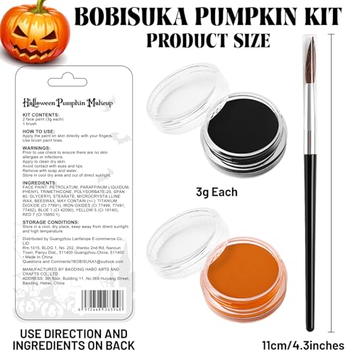 Black Orange Face Paint Pumpkin Character Makeup Kit Halloween Set for Kids Adults, Safe Non-Toxic Cream Face Painting Kit for Costume Party, Dress Up Cosplay & Special Effects Make Up - color: Pumpkin