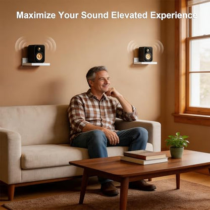 Surround Sound Speaker Stand, Set of 2 Universal Small Speaker Mount Speaker Shelf for Samsung, Roku, Sony, JBL, Vizio, LG - color: White