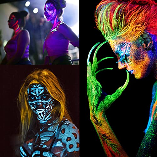 MEICOLY Glow Blacklight Face Paint,Neon UV Body Paint Set of 8 Tubes Blacklight Reactive Paints,Glow in the Dark Body Paint Neon Party Supplies,Neon Fluorescent Face Paint Blacklight Glow Makeup - color: 8 colors glow uv blacklight face body paint