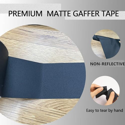 COSIMIXO 4-Pack Black Gaffers Tape 30 Yards x 2 Inch - Waterproof, No Residue, Non-Reflective, Easy Tear, Matte Gaffer Stage Tape - Gaff Cloth Tape for Photography, Filming Backdrop