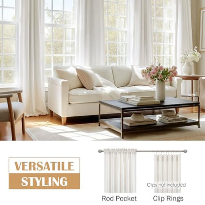 Beauoop Cream Velvet Curtains for Bedroom Living Room 52x84 2 Panels - color: Cream, size: 52"W x 84"L (Pack of 2)